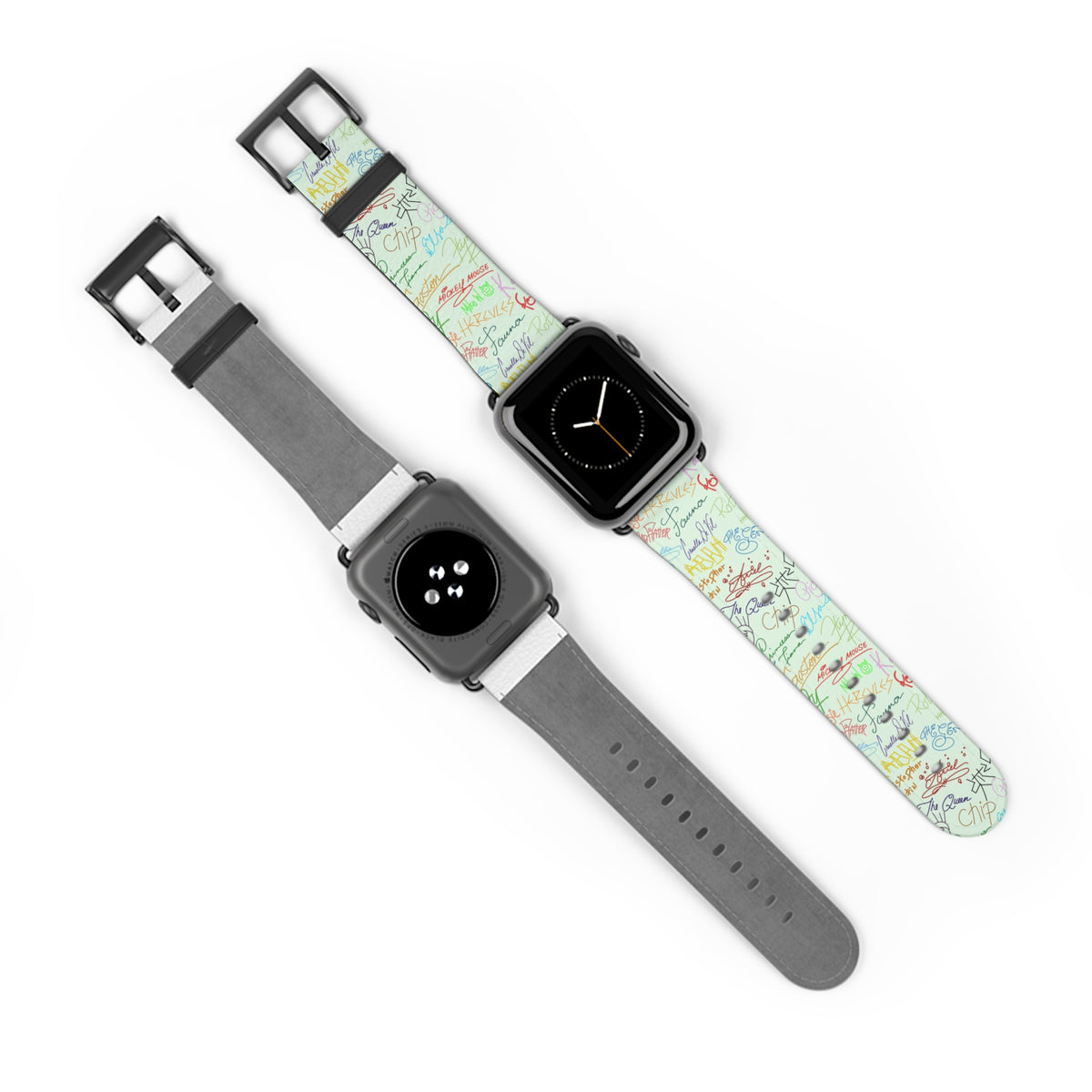 Character Autographs on Green Whimsical Watch Band - Apple
