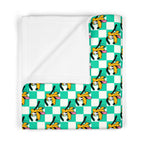 Teal Checkerboard Pluto Happily Ever After Baby Blanket