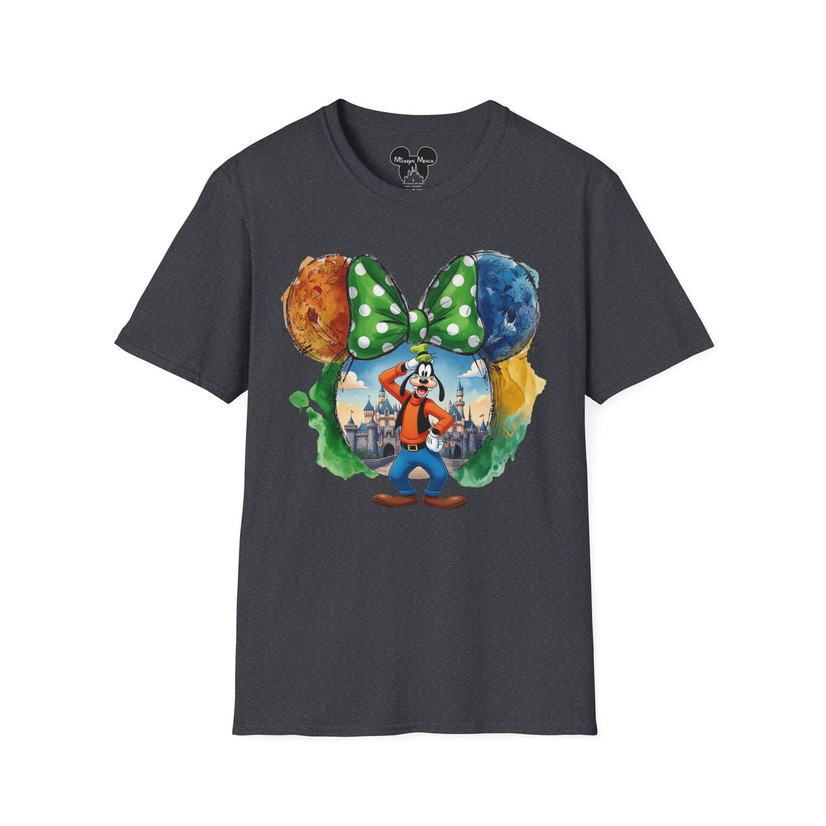 Sensational Six - Goofy's Bright Lime Bow Castle Vignette Unisex Graphic Tee