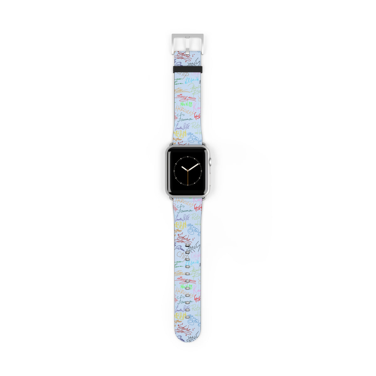 Character Autographs on Blue Whimsical Watch Band - Apple