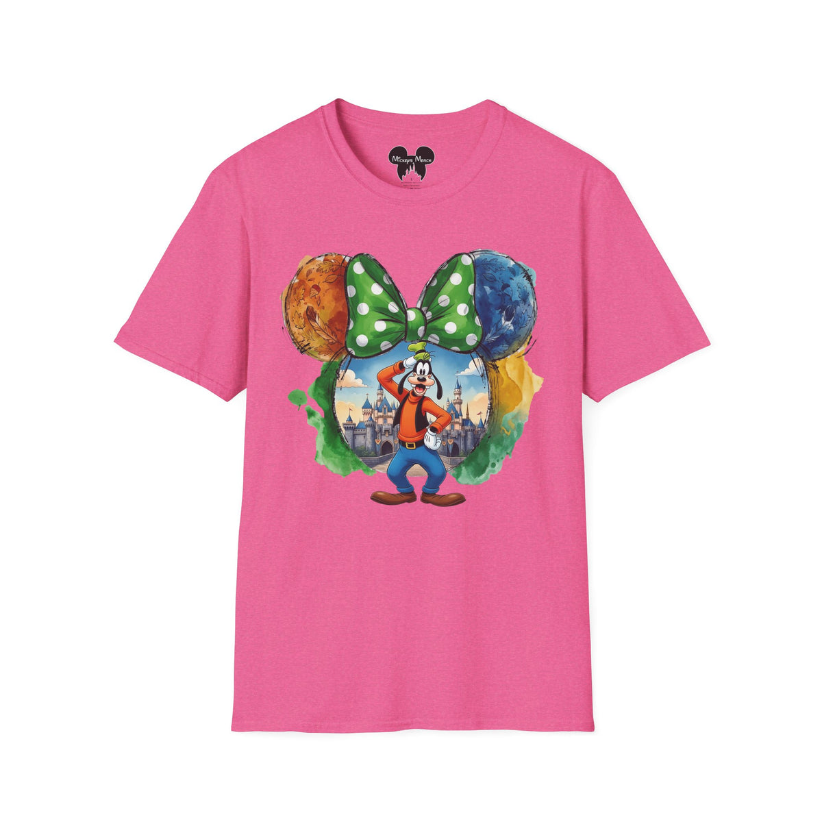 Sensational Six - Goofy's Bright Lime Bow Castle Vignette Unisex Graphic Tee