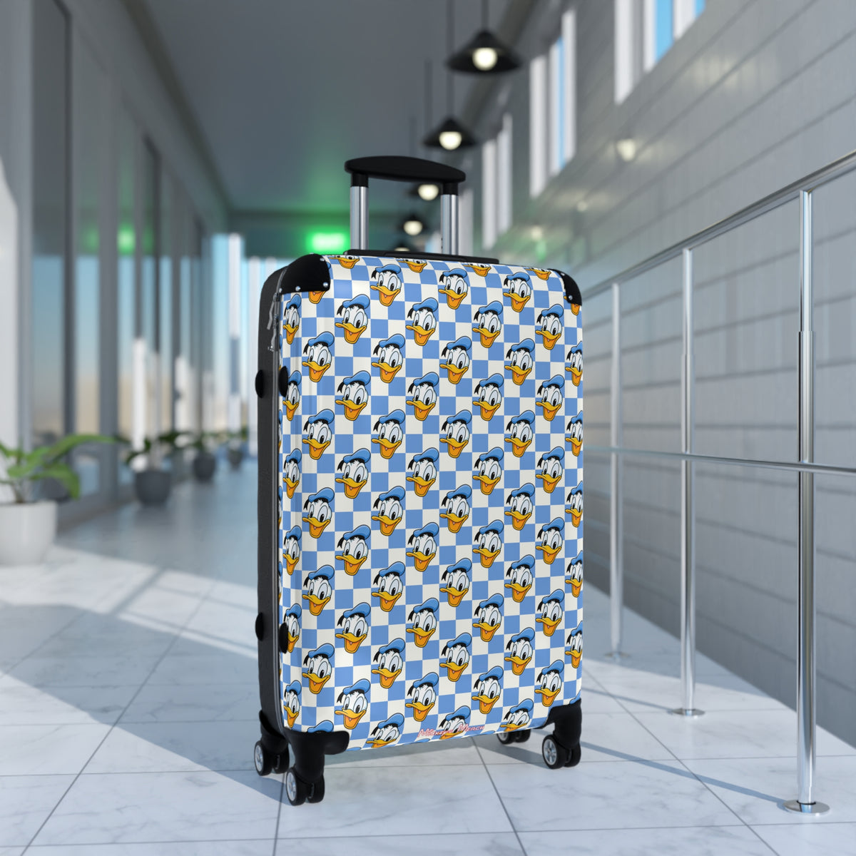 Blue Checkerboard Donald Polycarbonate Suitcase