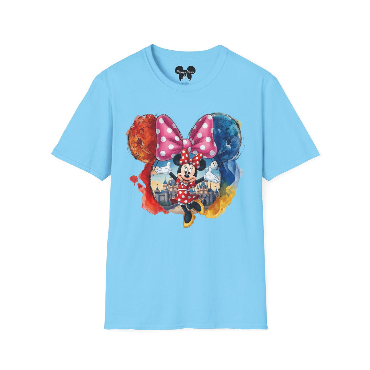 Sensational Six - Minnie's Pink Polka Dot Castle Vignette Unisex Graphic Tee