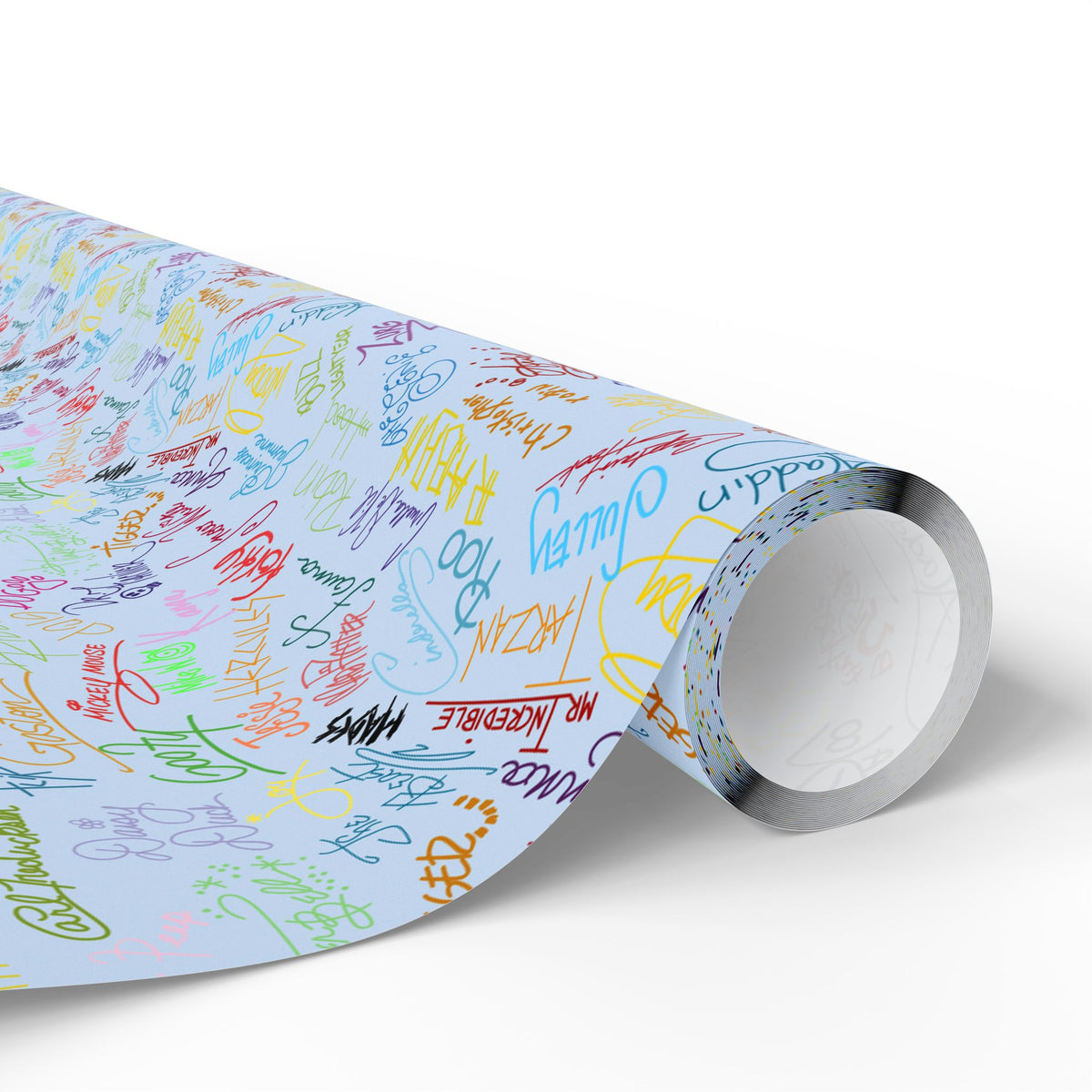 Character Autographs on Blue Wrapping Paper Roll