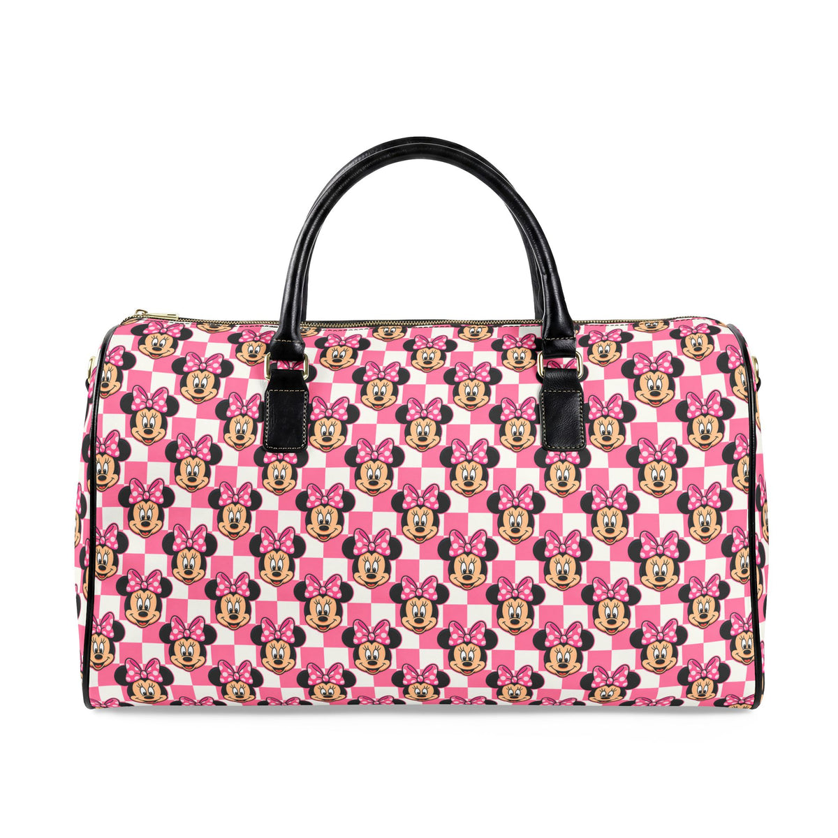 Pink Checkerboard Minnie PU Leather Travel Bag