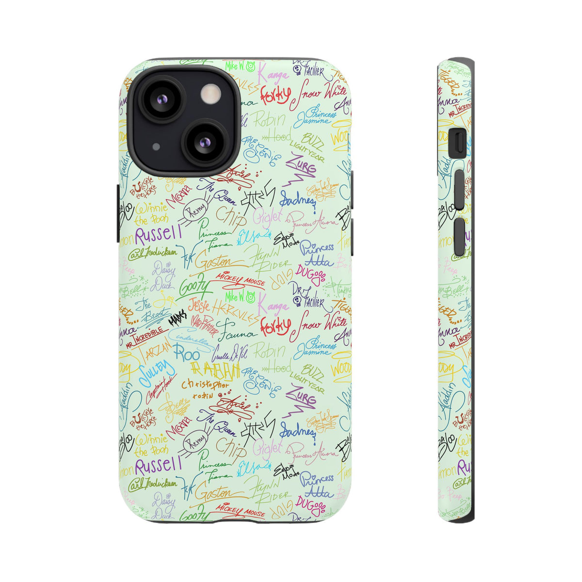 Character Autographs on Green Resort Ready Cell Phone Tech Case