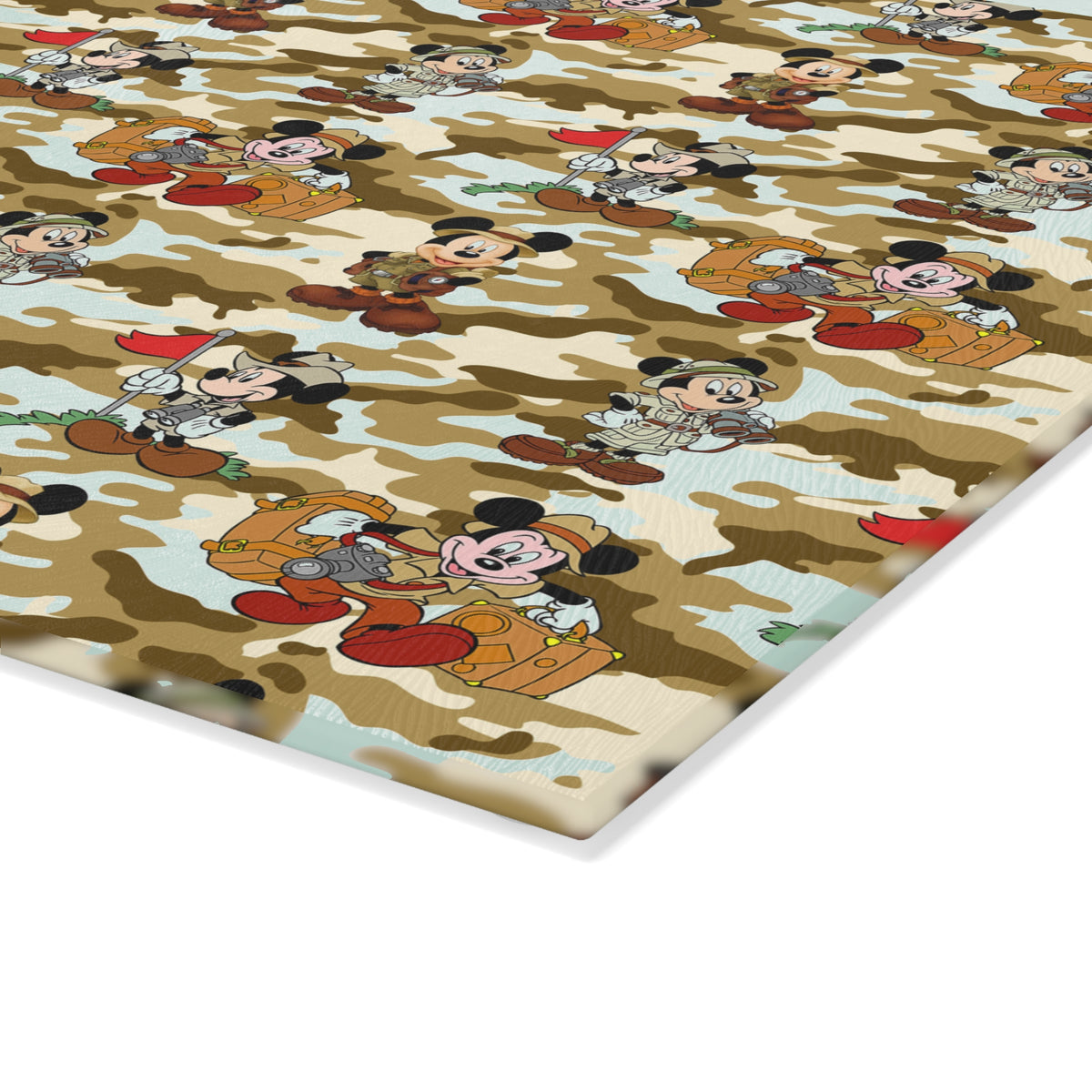 Jungle Camo Mickey Glass Cutting Board