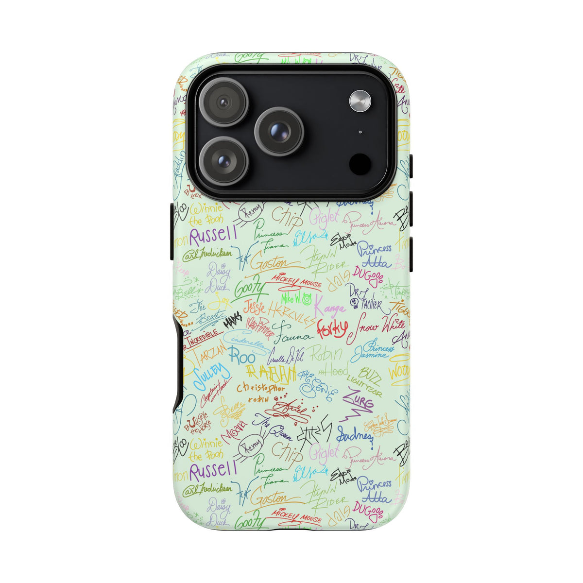 Character Autographs on Green Resort Ready Cell Phone Tech Case