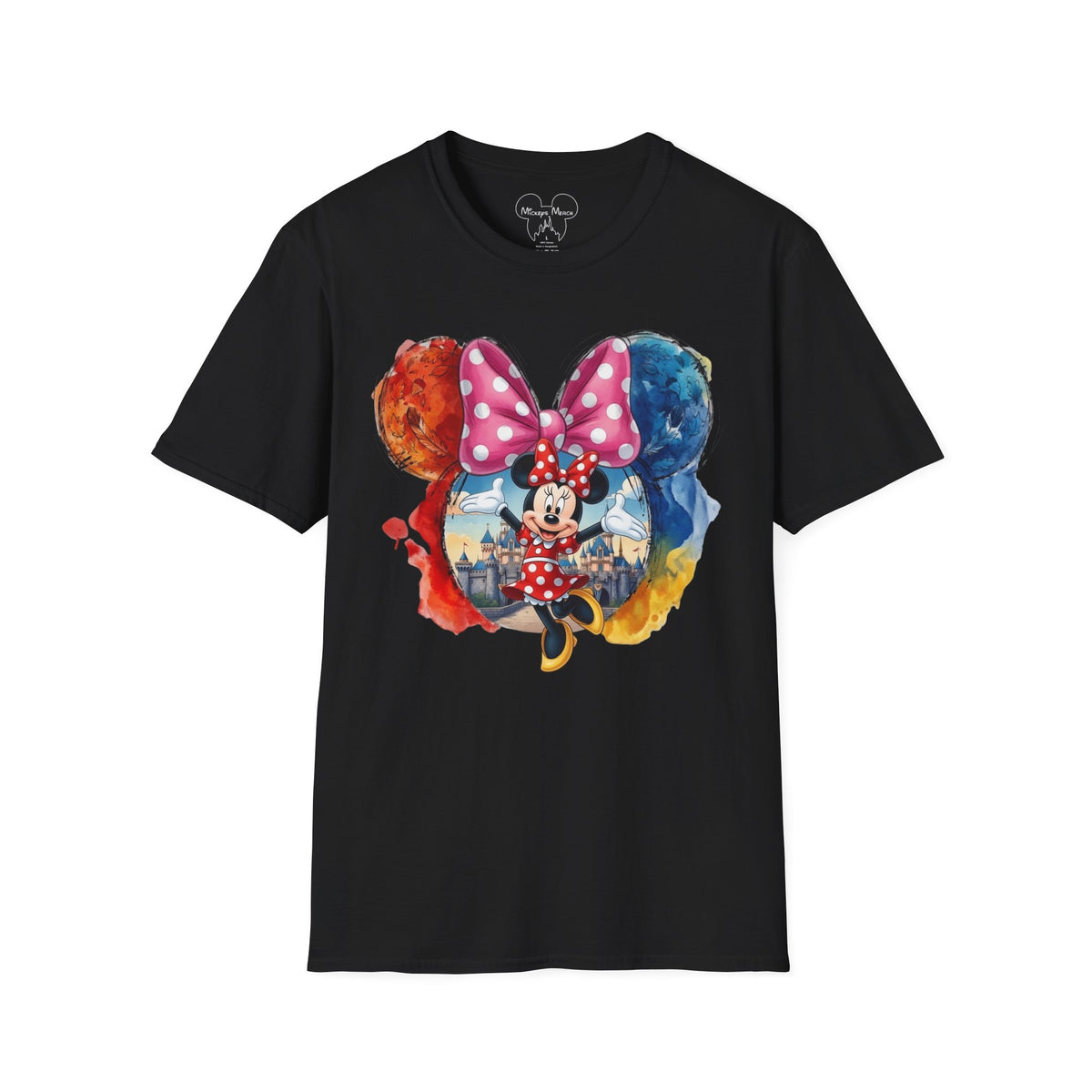 Sensational Six - Minnie's Pink Polka Dot Castle Vignette Unisex Graphic Tee