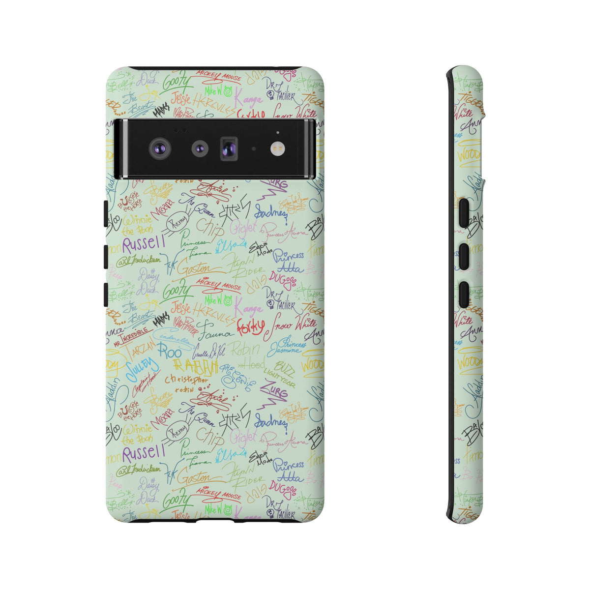 Character Autographs on Green Resort Ready Cell Phone Tech Case