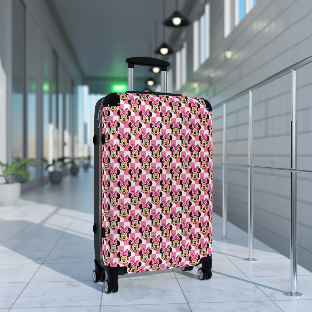 Pink Checkerboard Minnie Polycarbonate Suitcase