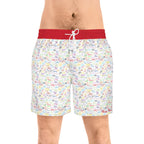 Character Autographs on White Swim Trunks