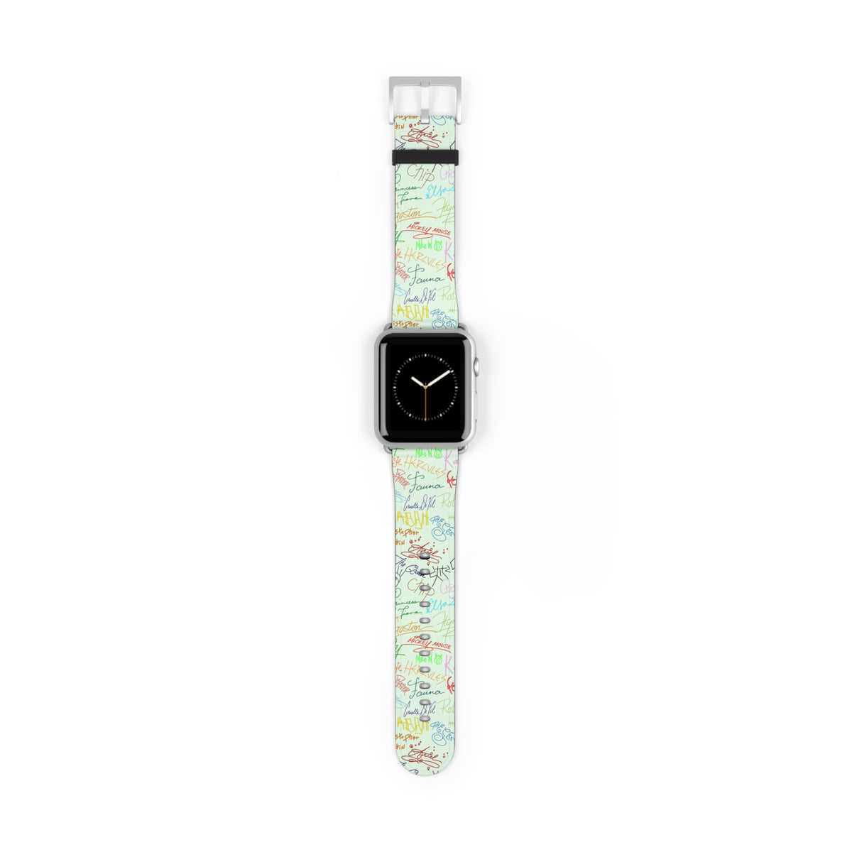 Character Autographs on Green Whimsical Watch Band - Apple