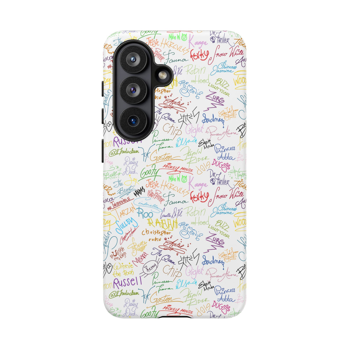 Character Autographs on White Resort Ready Cell Phone Tech Case