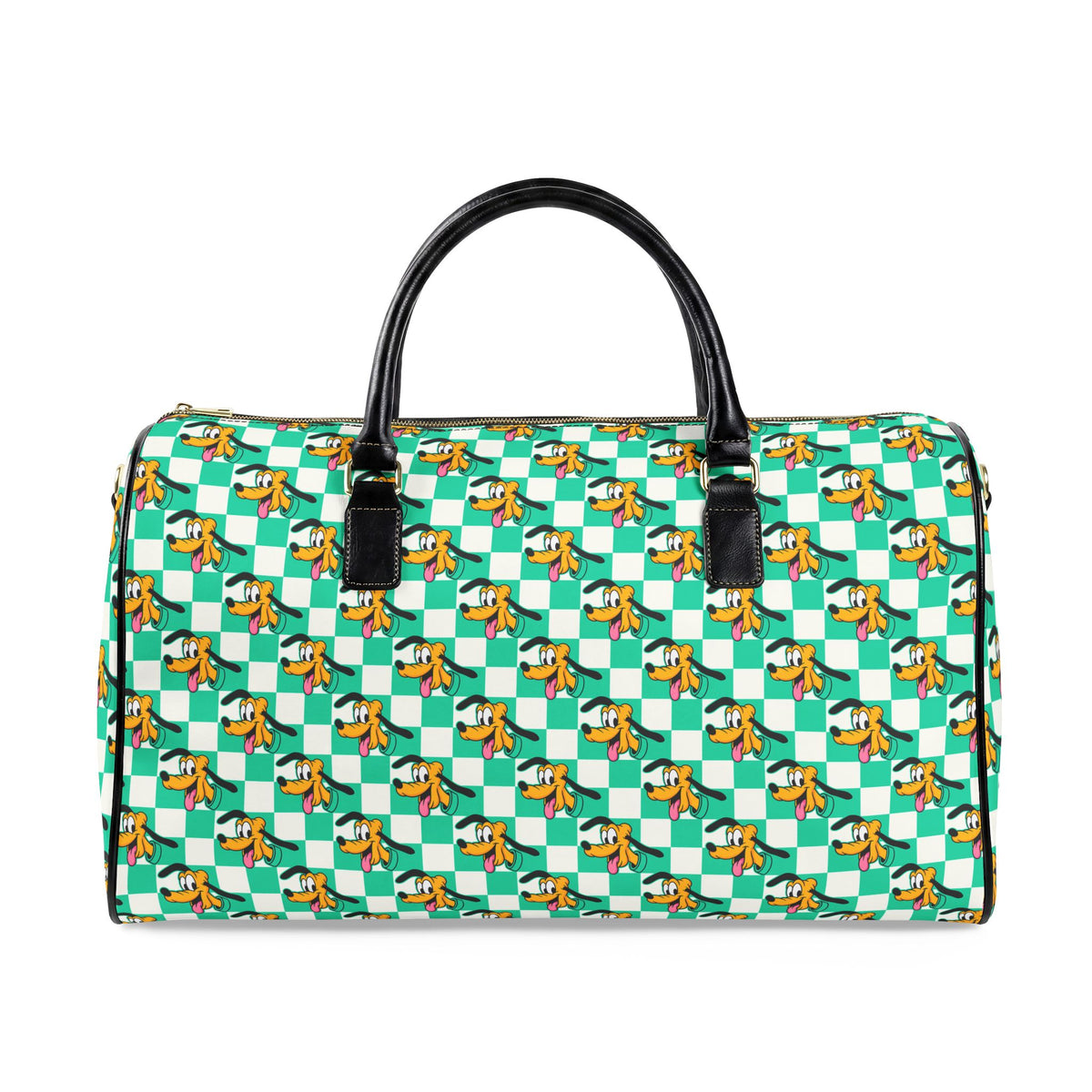 Teal Checkerboard Pluto PU Leather Travel Bag
