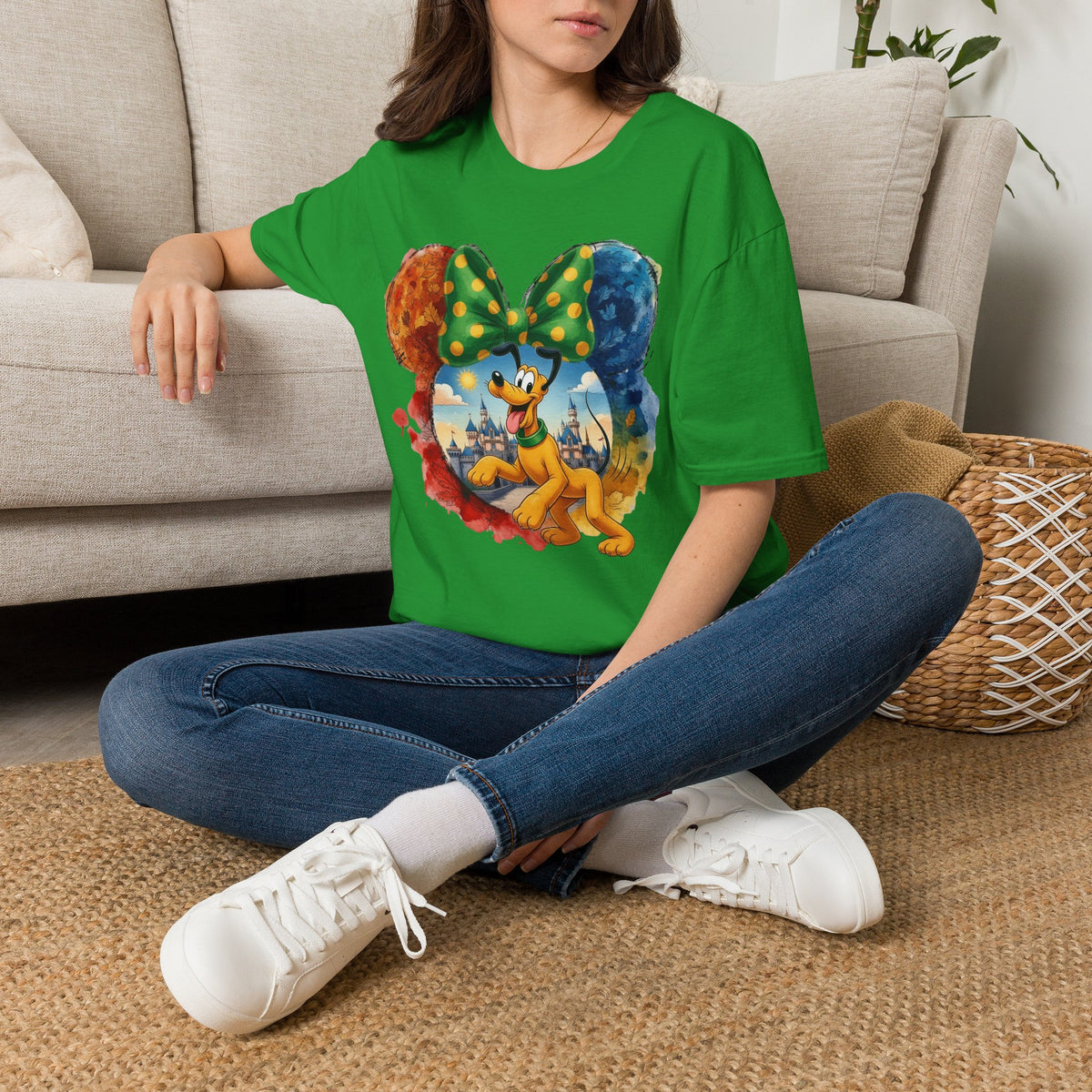 Sensational Six - Pluto's Playful Emerald Bow Castle Vignette Unisex Graphic Tee