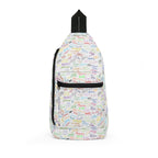 Character Autographs on White Crossbody Sling Bag
