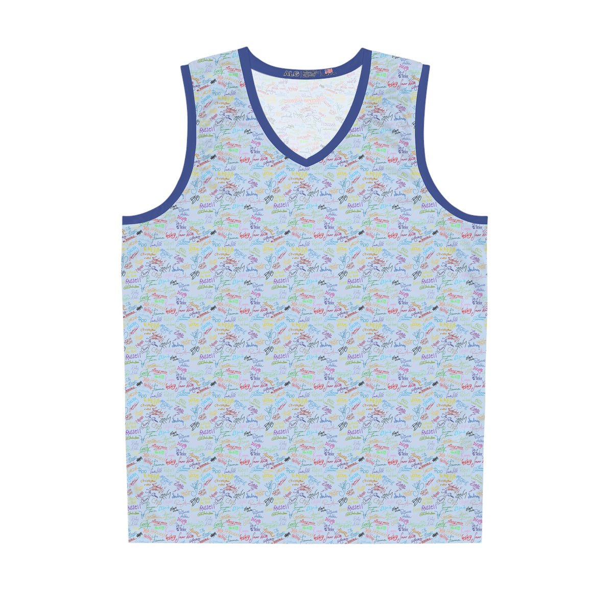 Character Autographs on Blue Park Performance Tank Top
