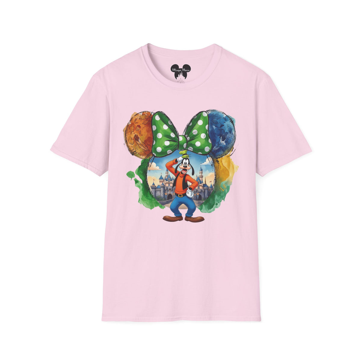 Sensational Six - Goofy's Bright Lime Bow Castle Vignette Unisex Graphic Tee