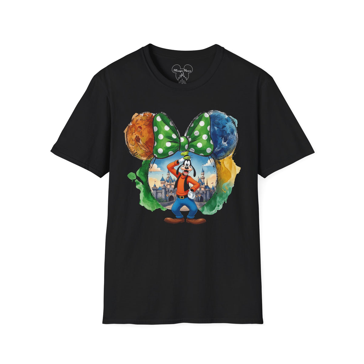 Sensational Six - Goofy's Bright Lime Bow Castle Vignette Unisex Graphic Tee