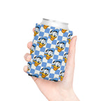 Blue Checkerboard Donald Can Cooler Drink Koozie
