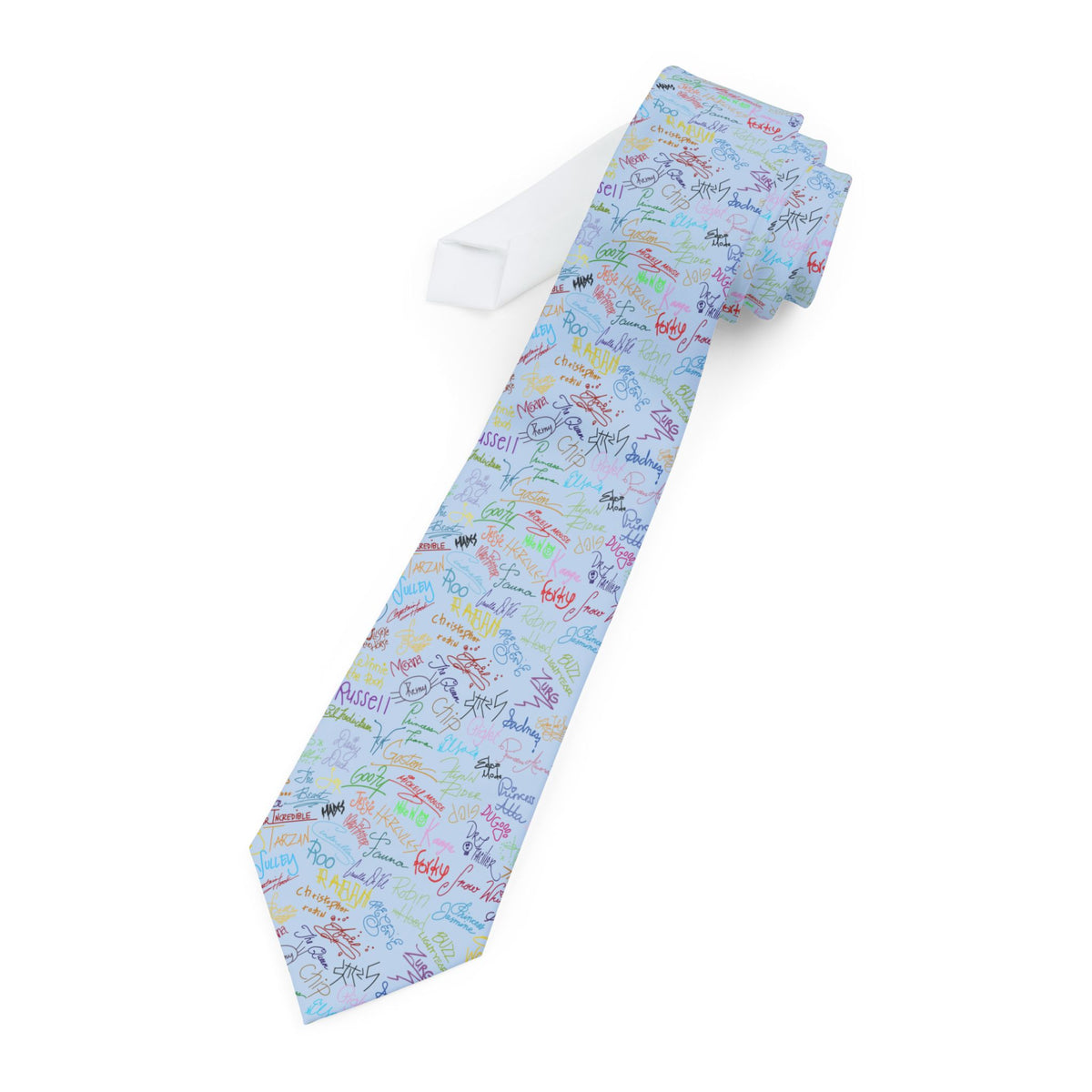 Character Autographs on Blue Mens Necktie