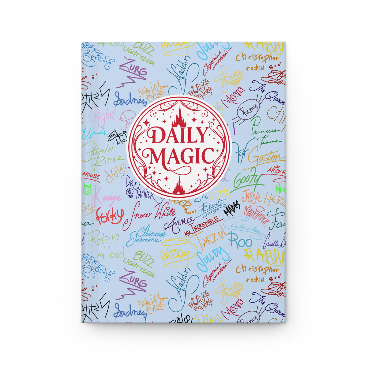 Character Autographs on Blue Daily Magic Matte Hardcover Journal
