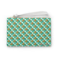 Teal Checkerboard Pluto Convertible Wristlet Clutch