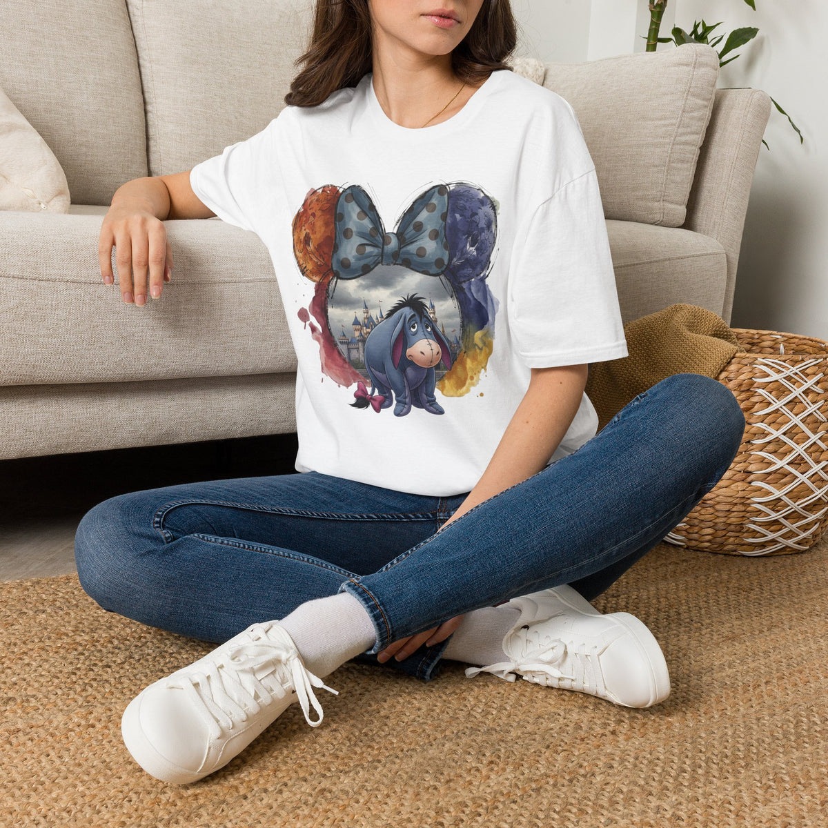 Winnie the Pooh - Eeyore's Polka Dot Bow Vignette Unisex Graphic Tee