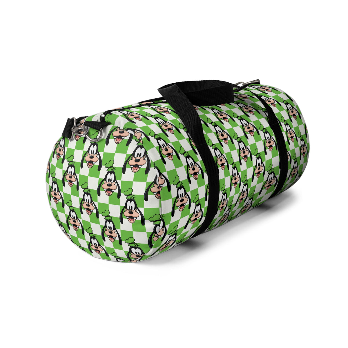 Green Checkerboard Goofy Travel Duffel Bag