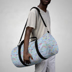 Character Autographs on Blue Travel Duffel Bag