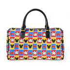 Checkerboard Mickey Hands PU Leather Travel Bag