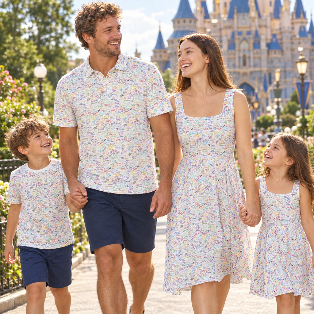 7. Coordinated family at castle garden