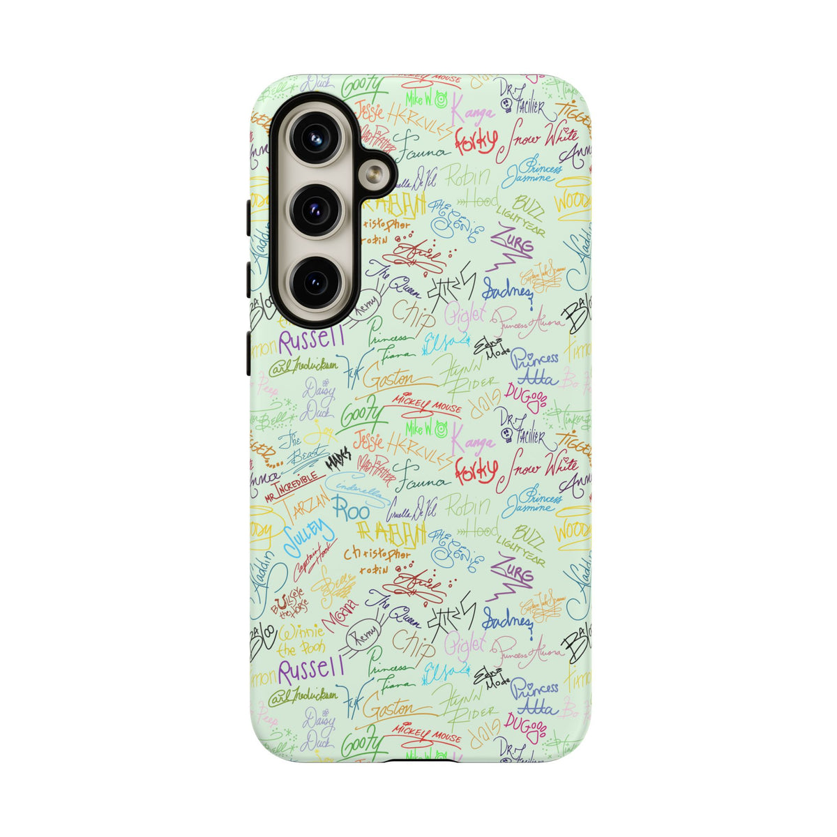 Character Autographs on Green Resort Ready Cell Phone Tech Case