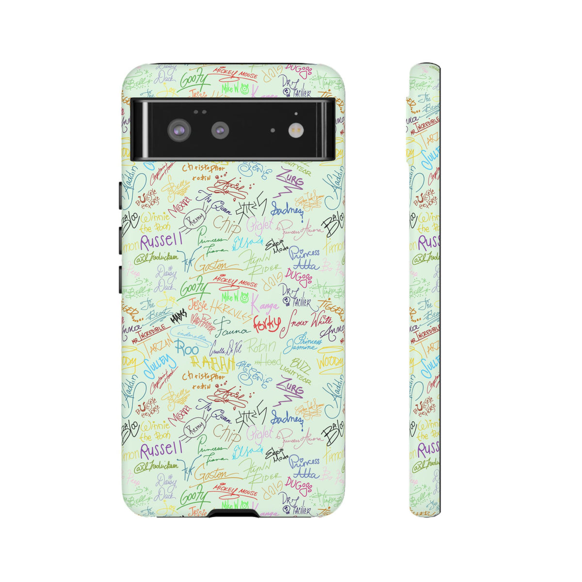 Character Autographs on Green Resort Ready Cell Phone Tech Case