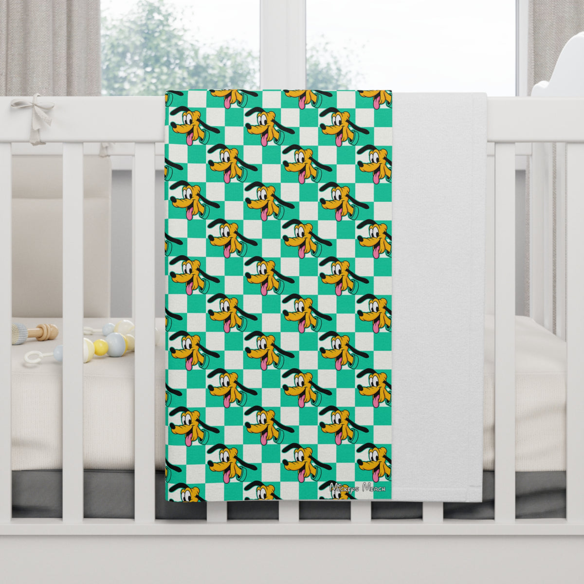 Teal Checkerboard Pluto Happily Ever After Baby Blanket