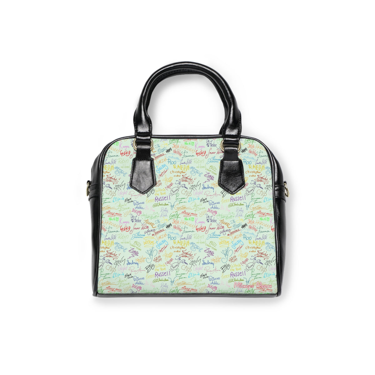 Character Autographs on Green Shoulder Handbag
