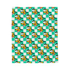 Teal Checkerboard Pluto Velveteen Plush Blanket
