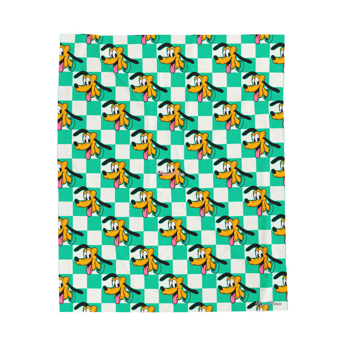 Teal Checkerboard Pluto Velveteen Plush Blanket
