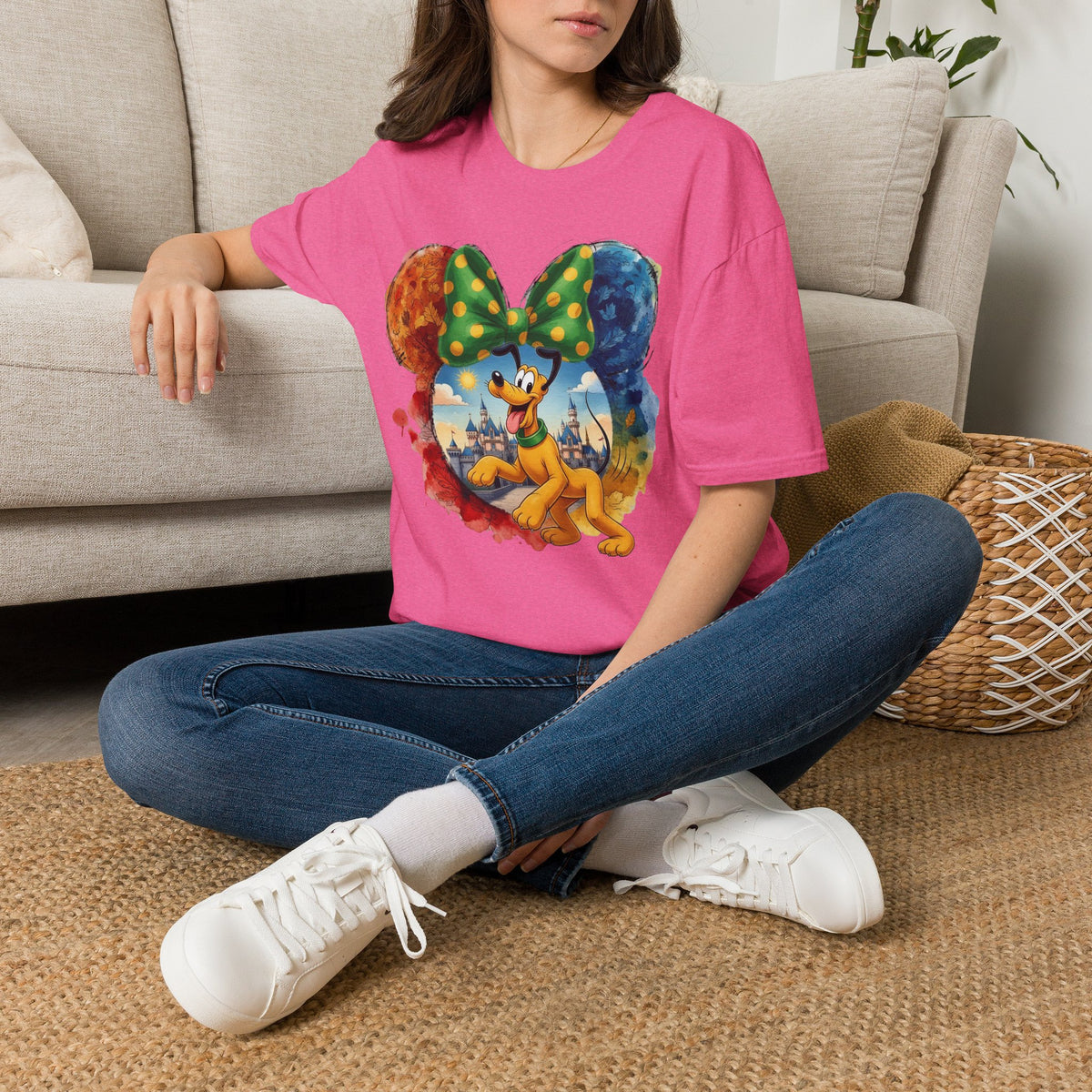 Sensational Six - Pluto's Playful Emerald Bow Castle Vignette Unisex Graphic Tee