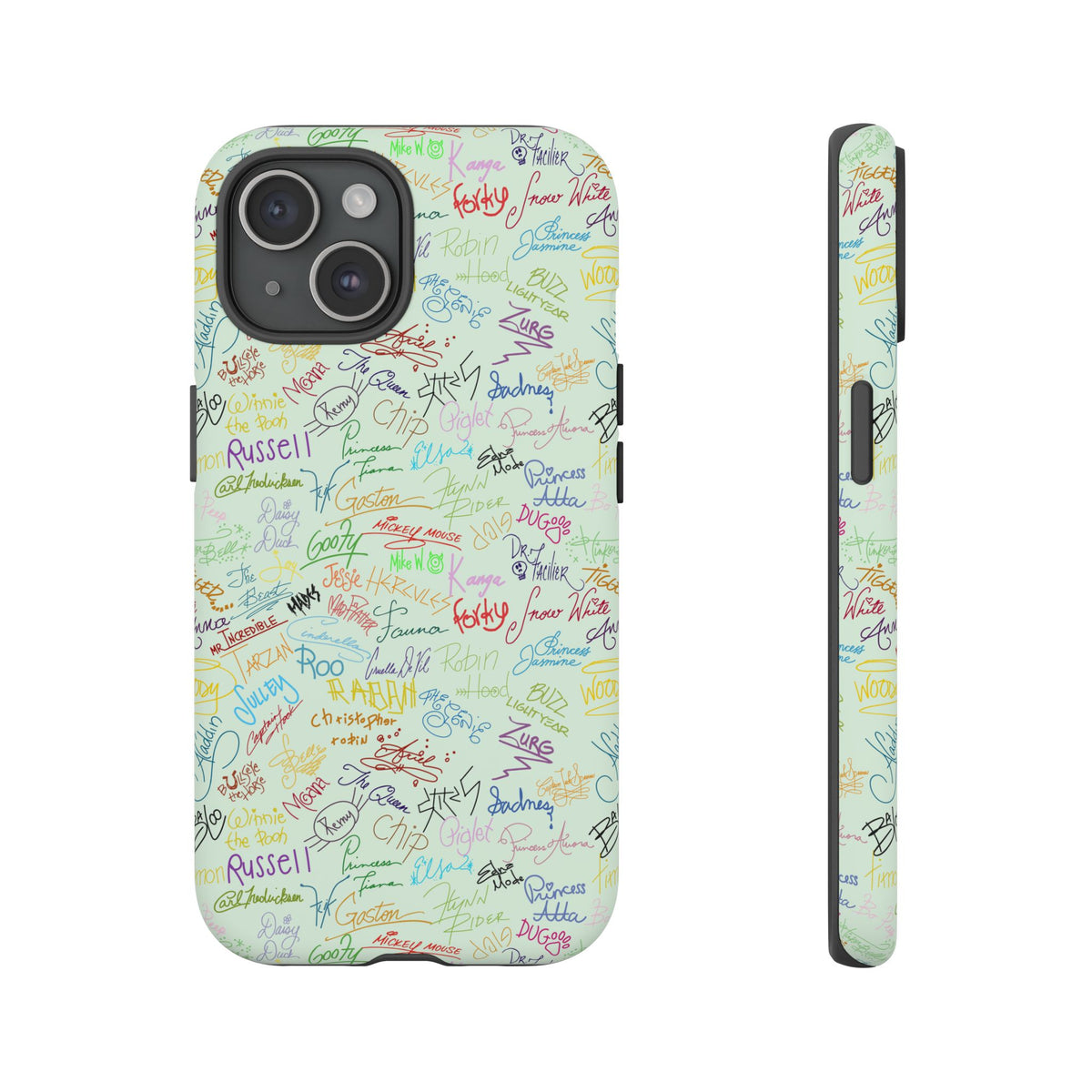 Character Autographs on Green Resort Ready Cell Phone Tech Case