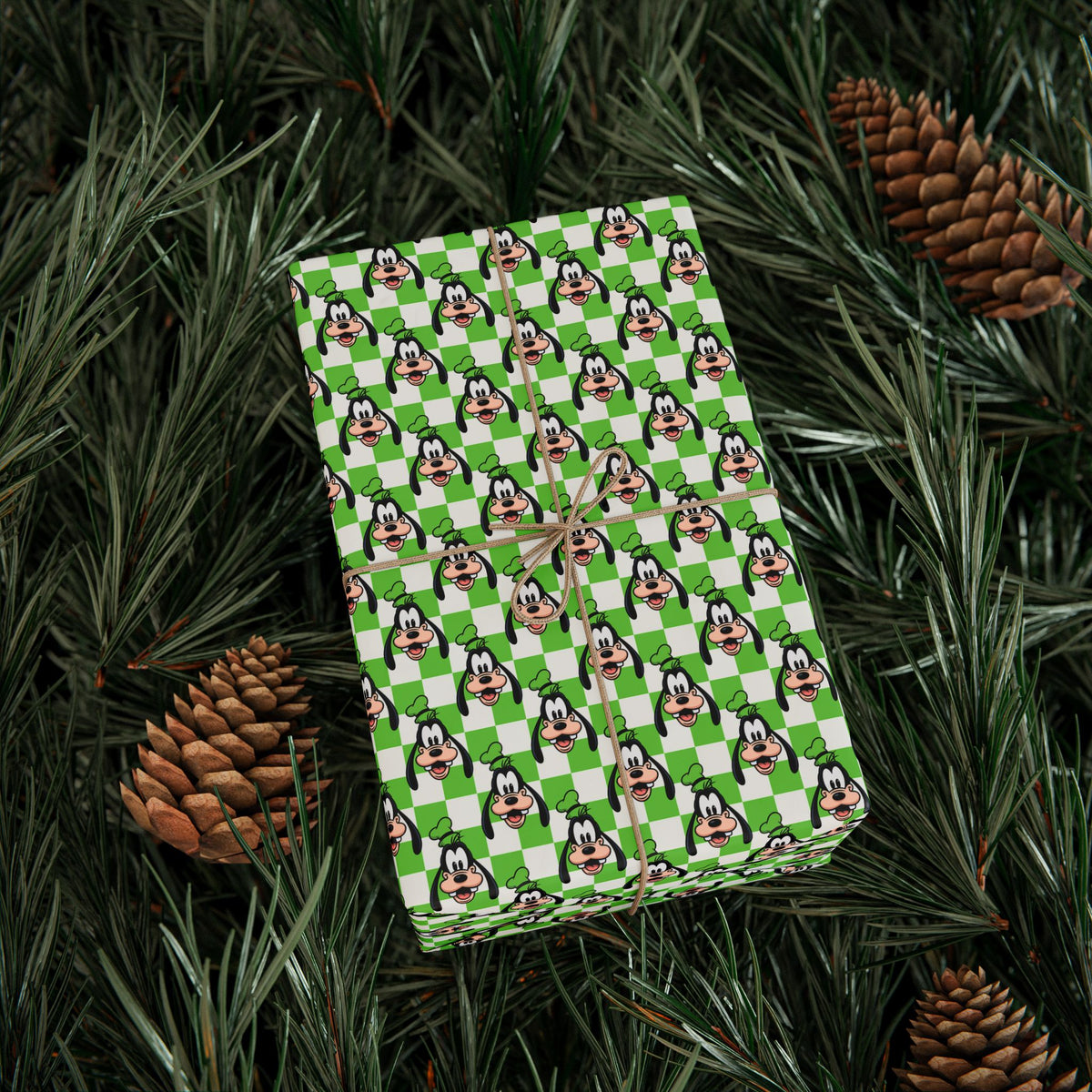 Green Checkerboard Goofy Wrapping Paper Roll