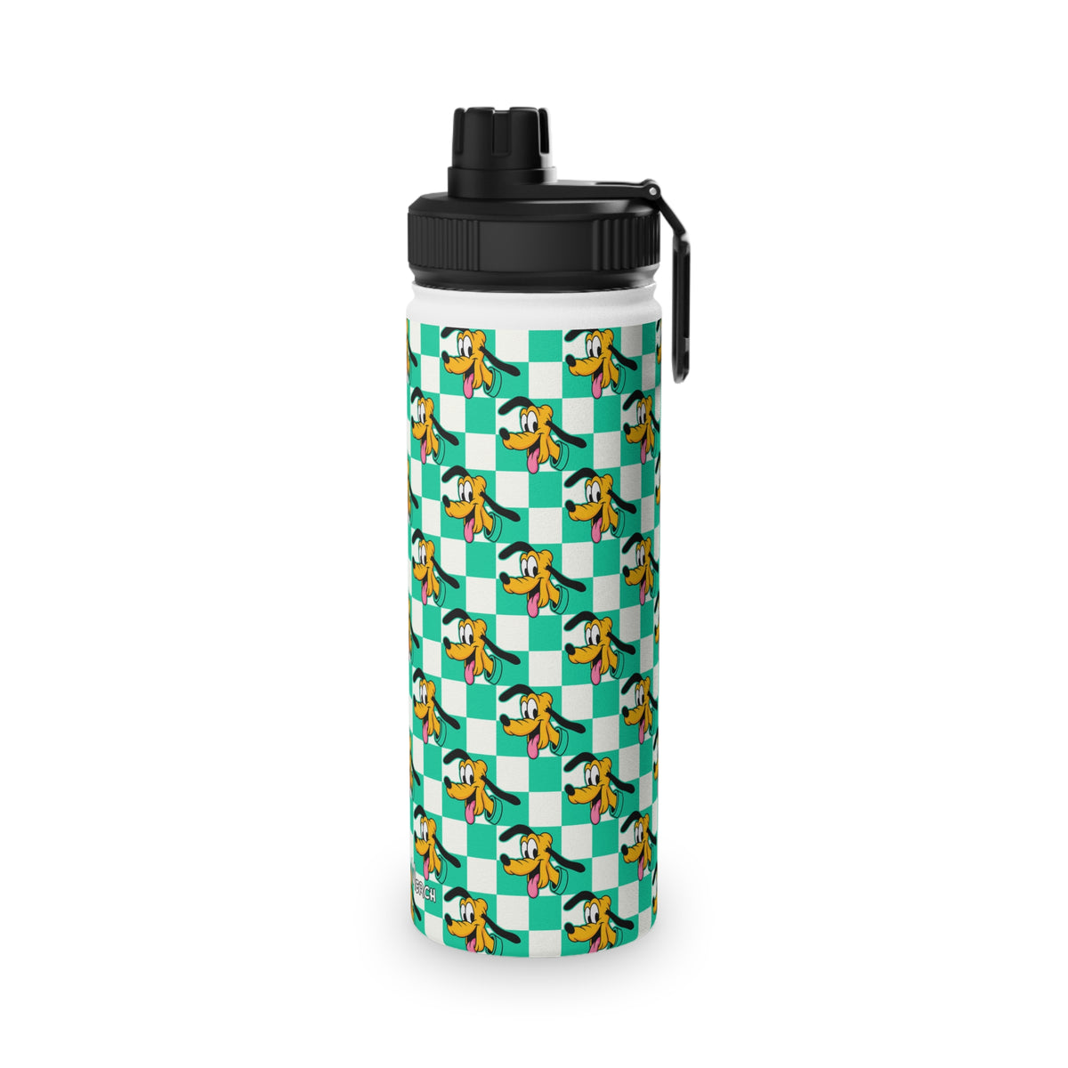 Teal Checkerboard Pluto Stainless Steel Water Bottle