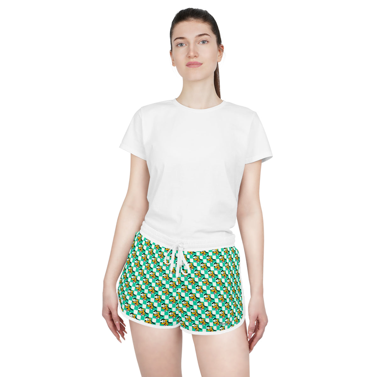 Teal Checkerboard Pluto Relaxed Dolphin Shorts