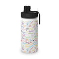 Character Autographs on White Stainless Steel Water Bottle