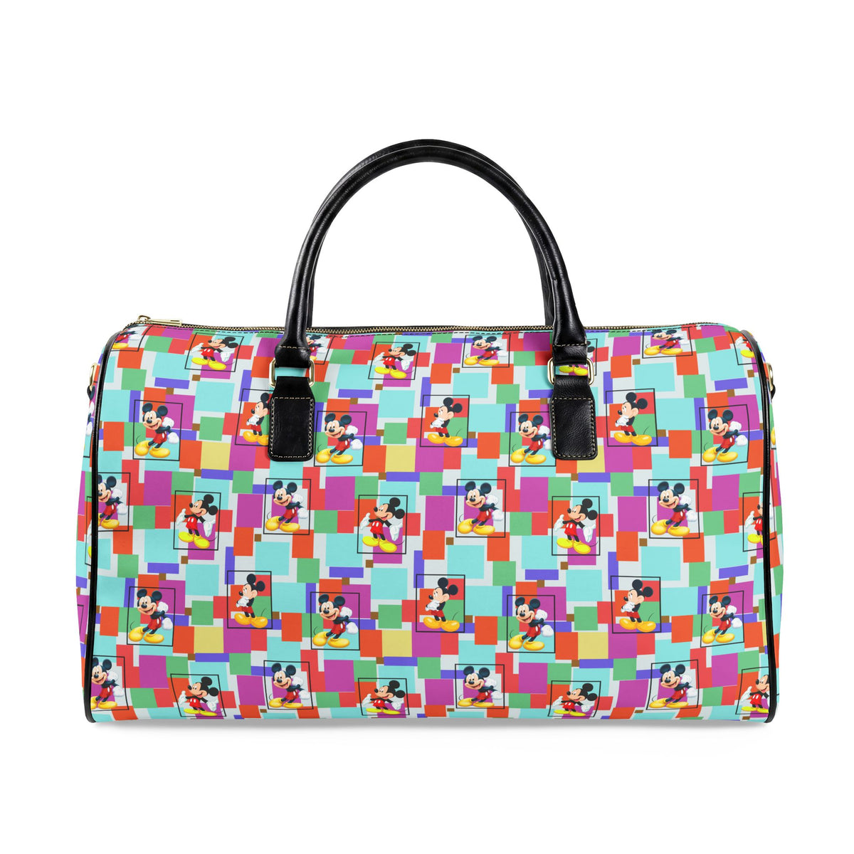 Colorblock Mickey PU Leather Travel Bag