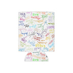 Character Autographs on White Can Cooler Drink Koozie