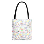 Character Autographs on White Tote Bag