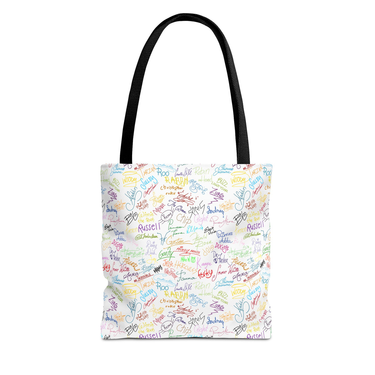 Character Autographs on White Tote Bag