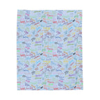 Character Autographs on Blue Velveteen Plush Blanket